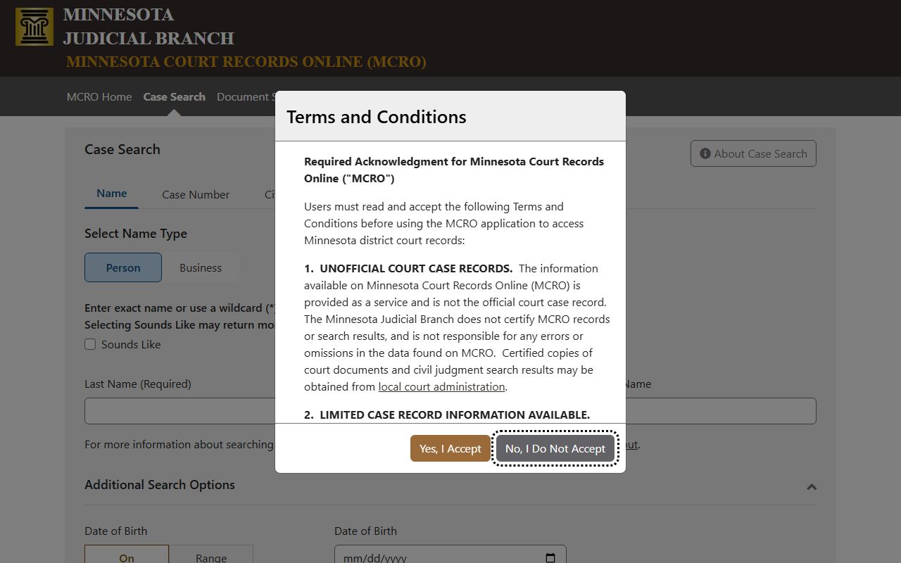 Houston County court records MCRO case search interface
