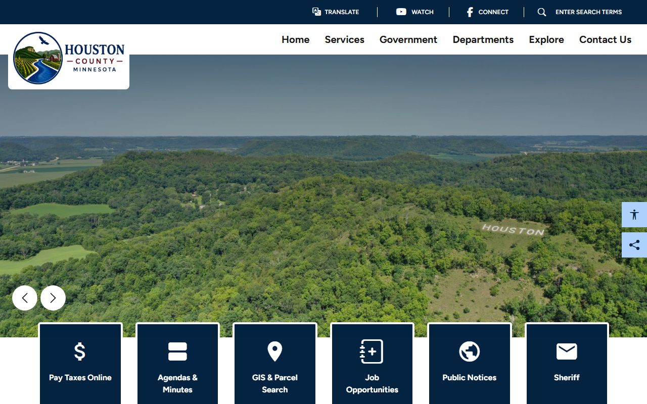 Houston County government portal with court and justice program links