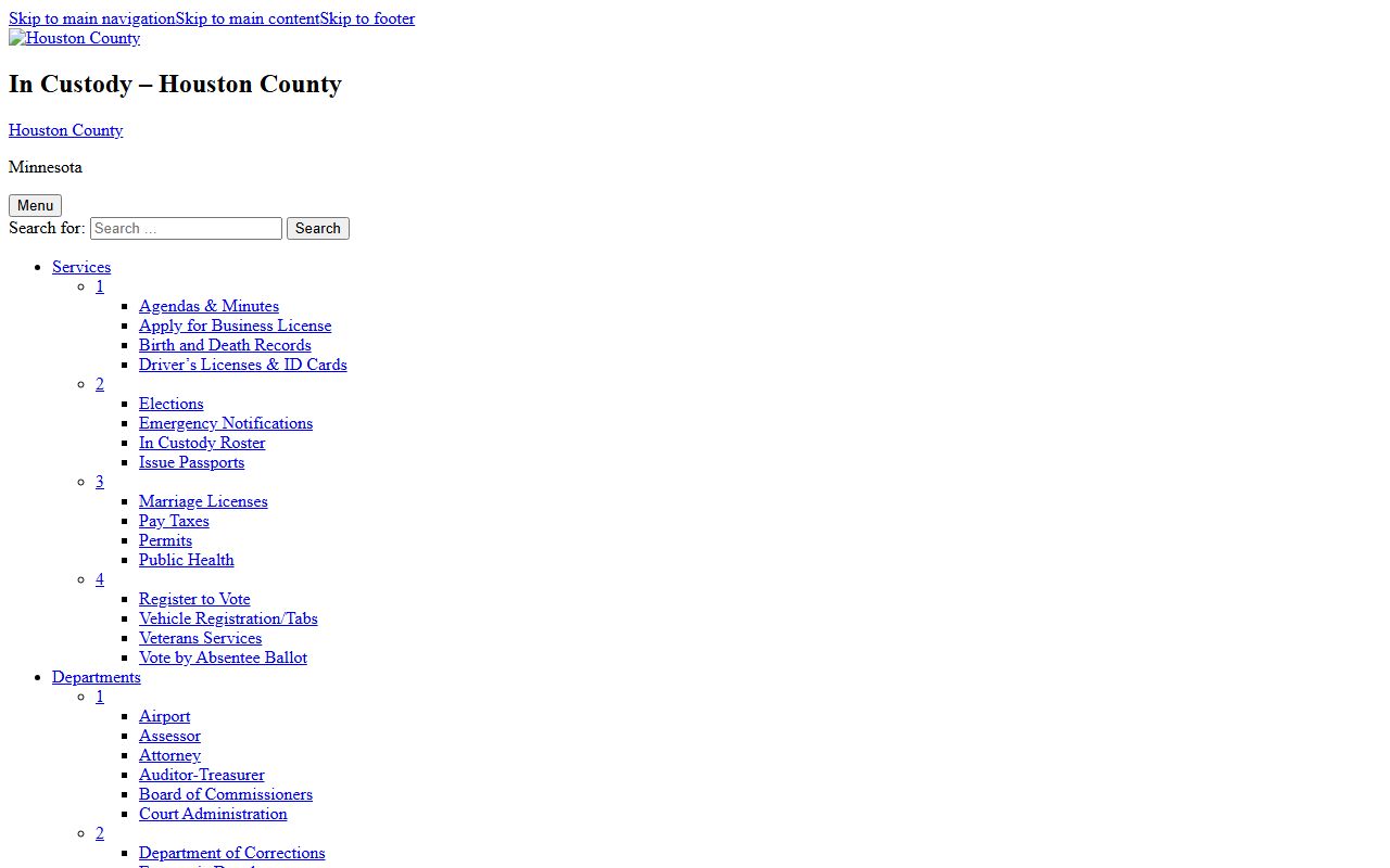 Houston County inmate records and official In Custody page