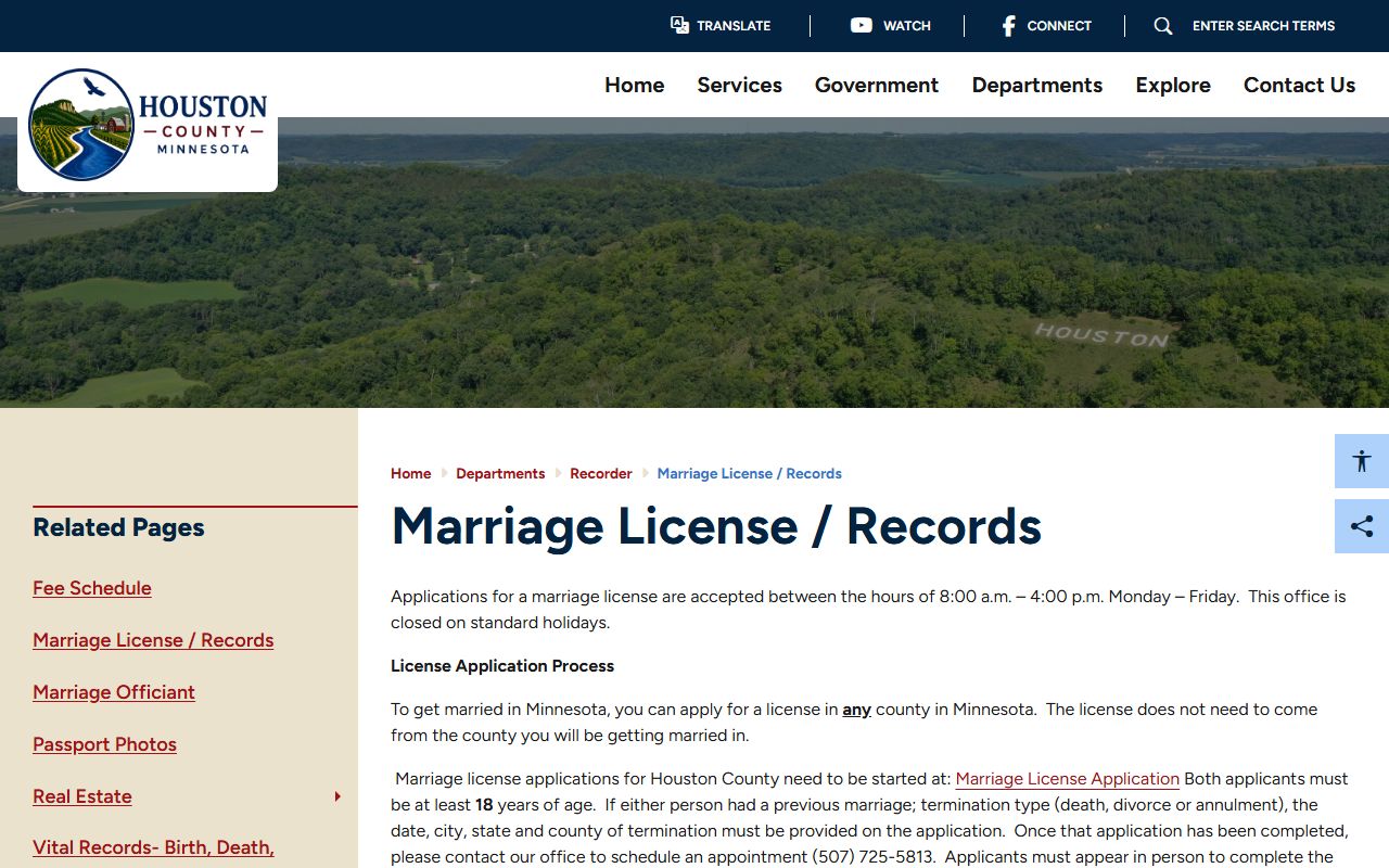 Houston County marriage and divorce records recorder instructions