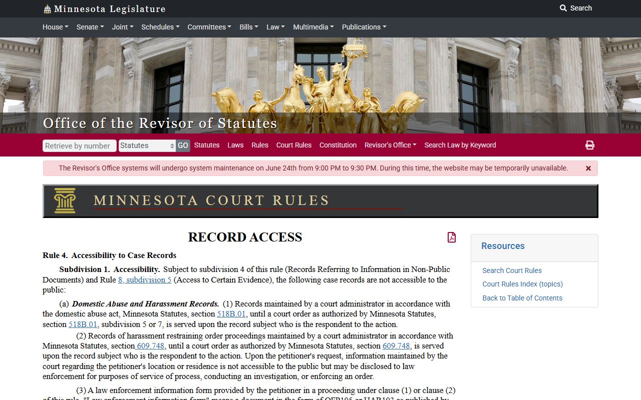 Houston County probate records restricted Minnesota court access rule